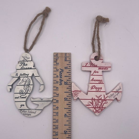 SET OF 2 TYBEE ISLAND GA MERMAID AND ANCHOR ORNAMENTS - Picture 4 of 5